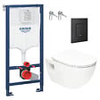 GROHE - Pack WC Bâti-support Rapid SL  + WC sans bride SAT + Abattant SoftClose + Plaque Noir mat (RapidSL-Project-KF0) - vignette