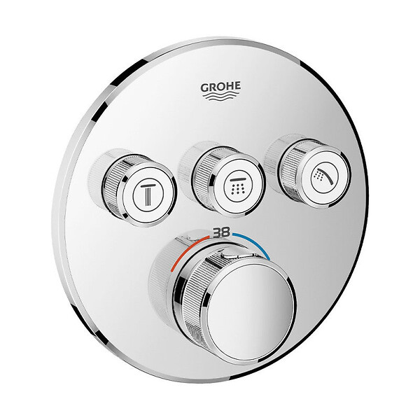 GROHE - Pack de douche encastré GROHTHERM SMARTCONTROL GROHE 34705000 - tête Ø  31 cm + douchette stick - large