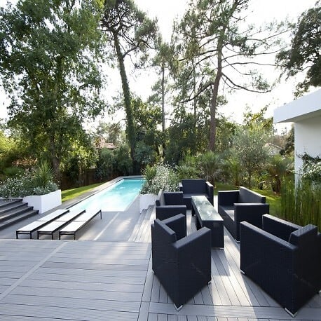 MCCOVER - Lame terrasse bois composite alvéolaire Dual Gris anthracite, ep.25mm, l.14 cm, L.120 cm - large