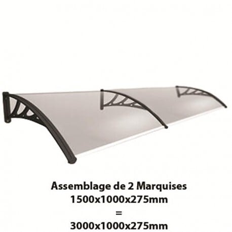 MCCOVER - Auvent porte d'entrée Bertille Noir, L.- 150 cm, Profondeur totale - 100 cm - large