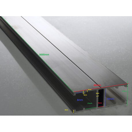 MCCOVER - Profil jonction monobloc (en H) - toiture polycarbonate Aluminium, ep.10 mm, L.4 m - large