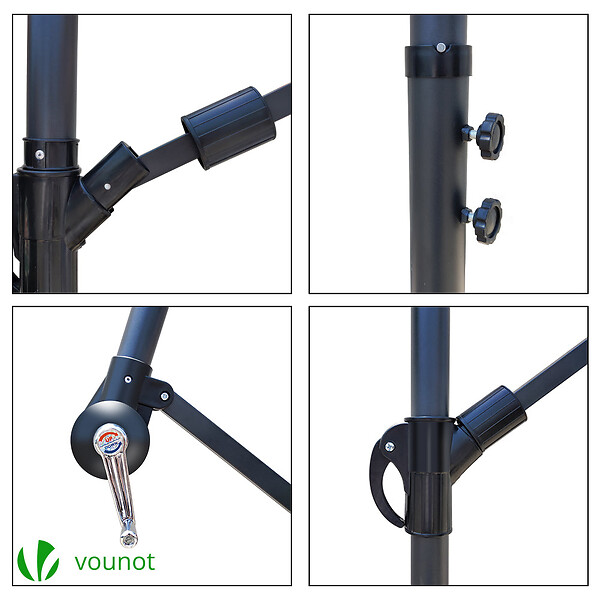 VOUNOT - Parasol deporte 3M Shanghai avec housse de protection gris - large