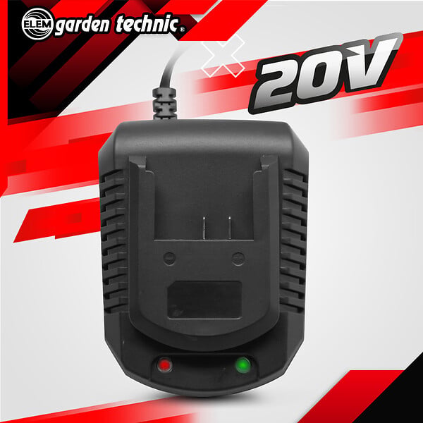 ELEM GARDEN TECHNIC - Chargeur rapide pour batterie 20V lithium - large