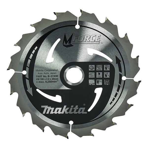 MAKITA - Lame pour scie circulaire M-Force bois MAKITA B-31968 185x30mm 16 dents - large