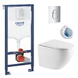 GROHE - Pack WC Bâti-support + WC sans bride SAT Fusion + Abattant softclose + Plaque Chrome - vignette