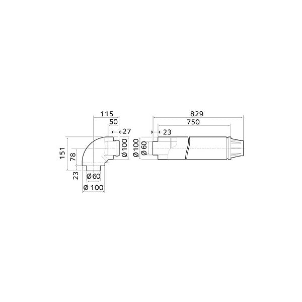 ARISTON - Kit ventouse horizontal 60100 Ariston  3318635 - large