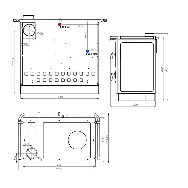 INTERSTOVES - Cuisinière à bois Magnum Thermo MBS en fonte | bouilleur sortie côté gauche - - large