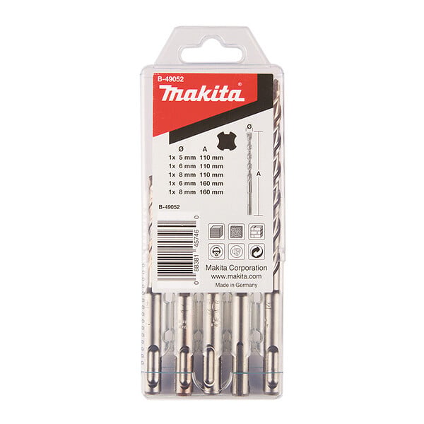 MAKITA - Coffret de 5 Forets 2 taillants V-Plus B-49052 MAKITA à emmanchement SDS-Plus - large