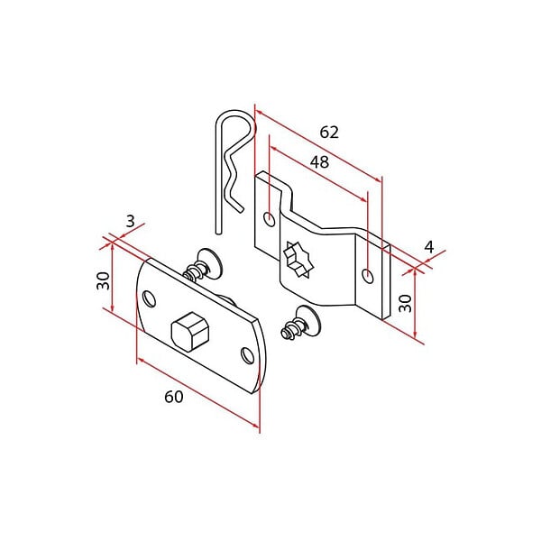CHERUBINI - Kit support carré 10mm avec flasque pour tête composite - CHERUBINI - A4506_0566 - large