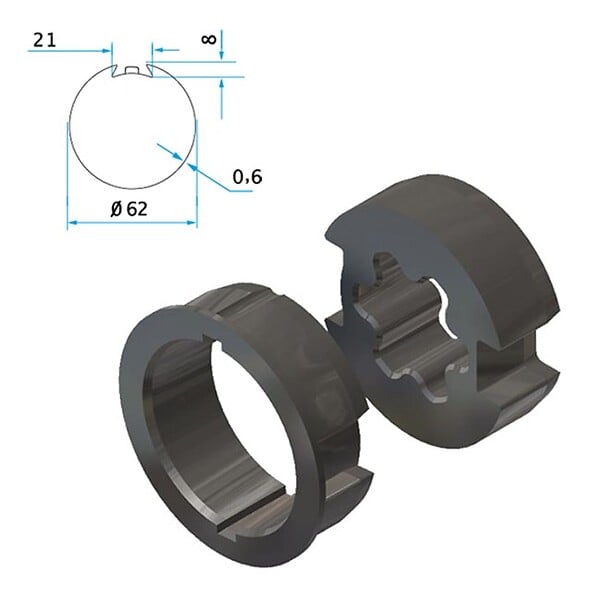 CHERUBINI - Adaptateurs moteur diamètre 45mm tube deprat 62 et welser 63 - CHERUBINI - A4505_0507 - large