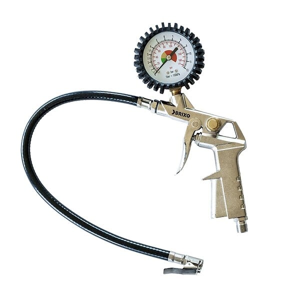 BRIXO - Pistolet de gonflage à air comprimé Manomètre 10 bar 140 PSI Tuyau 0.5 m Raccord M 1/4 BRIXO - large