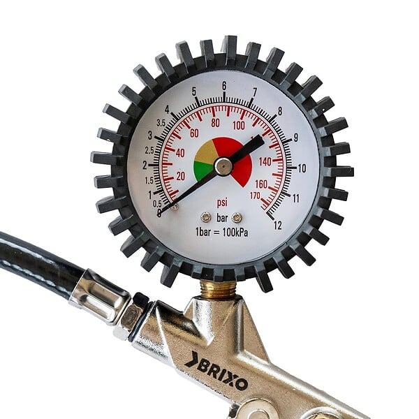 BRIXO - Pistolet de gonflage à air comprimé Manomètre 10 bar 140 PSI Tuyau 0.5 m Raccord M 1/4 BRIXO - large