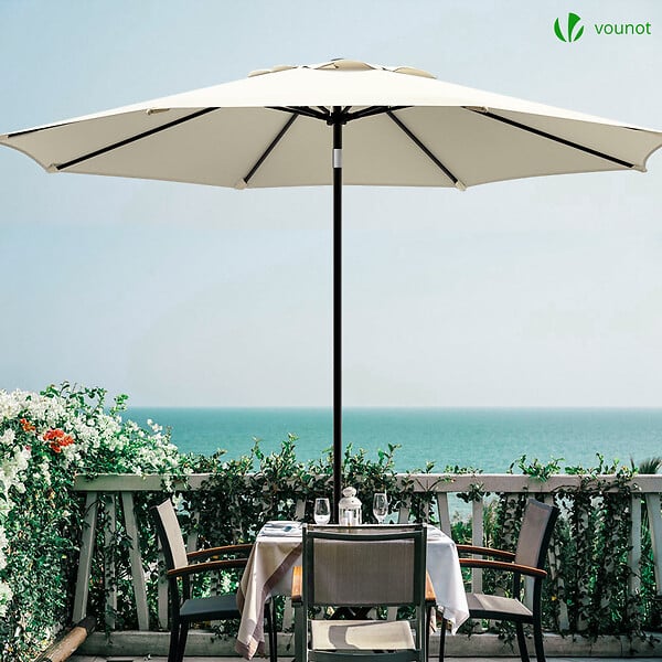 VOUNOT - Parasol inclinable 2.70 x 2.40m avec housse de protection beige - large