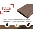 MCCOVER - PACK 1 m² lame de terrasse composite Prima - Chocolat, L : 220 cm , l : 12 cm,  E : 19 mm - vignette