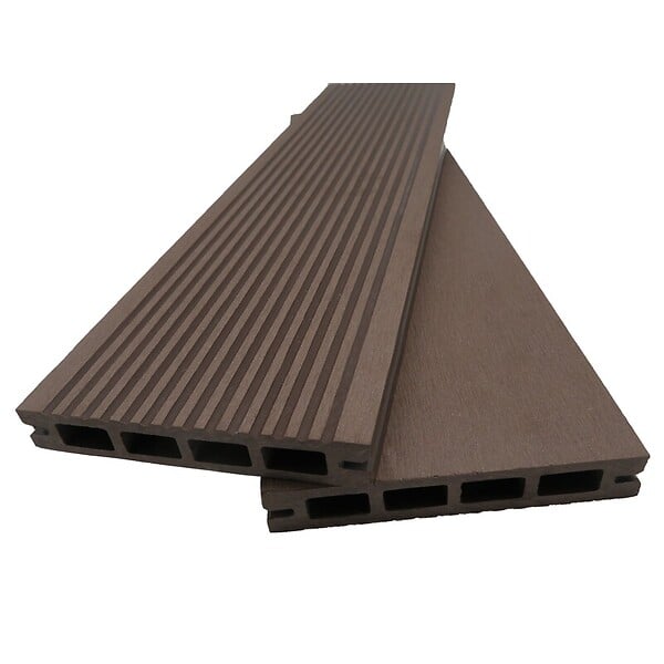 MCCOVER - PACK 1 m² lame de terrasse composite Prima - Chocolat, L : 220 cm , l : 12 cm,  E : 19 mm - large
