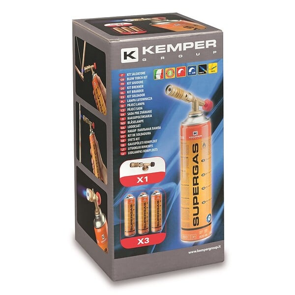 KEMPER - Chalumeau de soudure à gaz Flamme + 3 Cartouches de gaz 330gr KEMPER - large