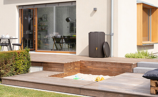 GARANTIA - Récupérateur d'eau de pluie Madera 220L - Brun - H.93cm - large