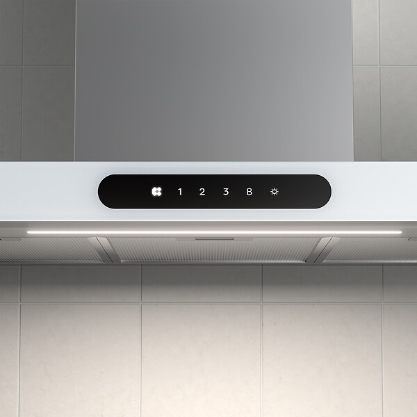 CIARRA - Hotte Connectée 90cm 650 m3/h App contrôle et Tactile Booster Fonction Verre Blanc CD9102W - large