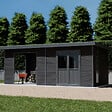 BARAC - Abri de jardin en composite Onyx 63 - Gris - H.237xL.629xP.326cm - vignette