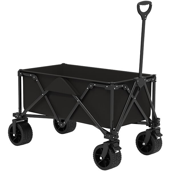 GT GARDEN - Chariot de transport pliable noir avec roues tout terrain - large