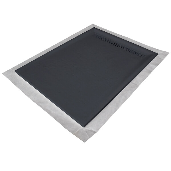 U-TILE - Receveur résine 200 x 100 cm gris ardoise effet ardoise - grille caniveau excentrée - large