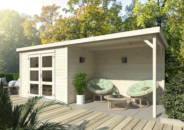 WHITE WOOD - Abri de jardin en bois Olivia 1 et pergola - L.580xH.216xP.206cm - large