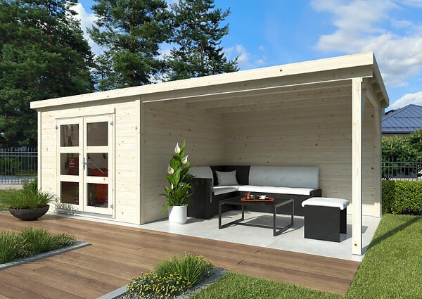 WHITE WOOD - Abri jardin Lya 1 bois pergola - L.640x221x306cm - large