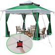 VOUNOT - Tonnelle de jardin exterieure pliable avec moustiquaire Pop up 3.6x3.6m vert - vignette