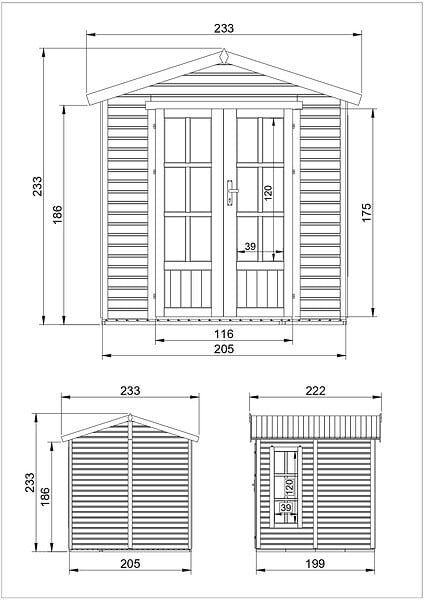 TIMBELA - Cabane en bois avec plancher, avec bardeaux bitumineux couleur l233xP222xH233cm - M351FB+H351FBBROWN - large
