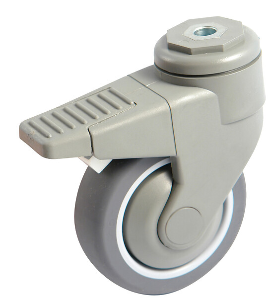 AVL - Roulette polyamide caoutchouc gris 125mm à  oeil pivotante avec frein - AVL - 590893DR - large