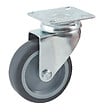 AVL - Roulette diamètre 100mm hauteur 135mm caoutchouc gris platine pivotant + frein - AVL - 5579100H - vignette