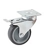 AVL - Roulette diamètre 75mm hauteur 100mm caoutchouc gris platine pivotant + frein - AVL - 557975H - vignette