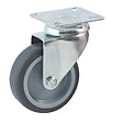 AVL - Roulette diamètre 75mm hauteur 100mm caoutchouc gris platine pivotant + frein - AVL - 557975H - vignette