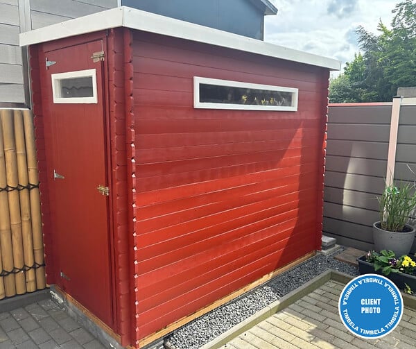 TIMBELA - Abri de jardin en bois - H198 x l239 x L144 cm / 2.63 m2 AVEC SOL TRAITÉ - M306A+M306G - large