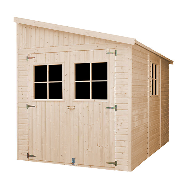 TIMBELA - TIMBELA M339A  Abri de Jardin en Bois Naturel (avec paroi latérale) -H244xl218xL318 cm/6 m2 - large