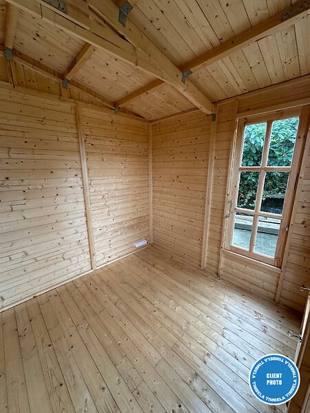 TIMBELA - Abri de jardin en bois 6 m2 - avec des bardeaux bitumineux - M334FB+H334FBBROWN - large
