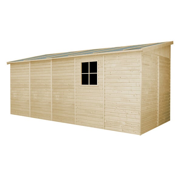 TIMBELA - Abri de Jardin en Bois Naturel (avec paroi latérale) - H244xl218xL514 cm/10 m2 - M341A - large