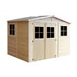 TIMBELA - Abri de jardin en bois H226x318x220 cm / 6 m2 - AVEC LES PLANCHERS IMPRÉGNÉ - M334+M334G - vignette