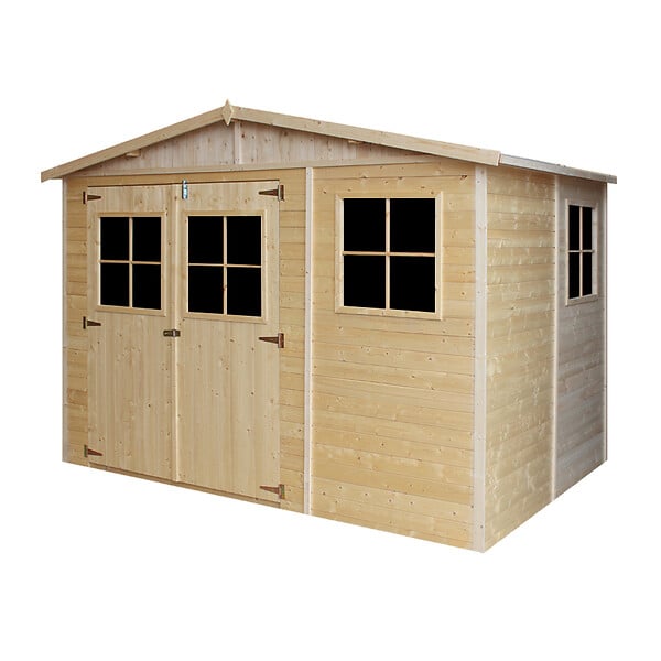 TIMBELA - Abri de jardin en bois H226x318x220 cm / 6 m2 - AVEC LES PLANCHERS IMPRÉGNÉ - M334+M334G - large