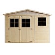 TIMBELA - Abri de jardin en bois H226x318x220 cm / 6 m2 - AVEC LES PLANCHERS IMPRÉGNÉ - M334+M334G - vignette