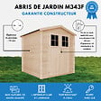 TIMBELA - Abri de jardin en bois - porte verrouillable de haute qualité - I216xL206xH218 cm/3.53 m2 - M343F - vignette