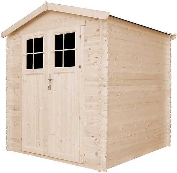 TIMBELA - Abri de jardin en bois AVEC SOL TRAITÉ - I216xL206xH218 cm/3.53 m2 - porte verrouillable de haute qualité - M343F+M343G - large