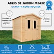 TIMBELA - Abri de jardin en bois I216xL206xH218 cm/ 3.53 m2 AVEC SOL TRAITÉ - M343C+M343G - vignette