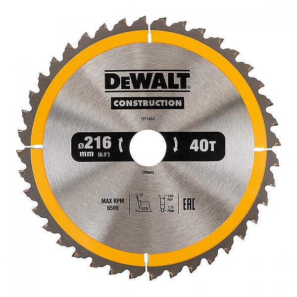 DEWALT - Lame de scie circulaire portative DEWALT Carbure Construction - large