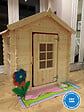 TIMBELA - Timbela M570R-1 Maison en bois pour enfants - Toit rouge - 111x113xH121cm / 0.9 m2 SANS PLANCHER - vignette