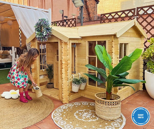 TIMBELA - TIMBELA M520 Maison en bois pour enfants - 241x187xH151cm / 2.63 m2 - large