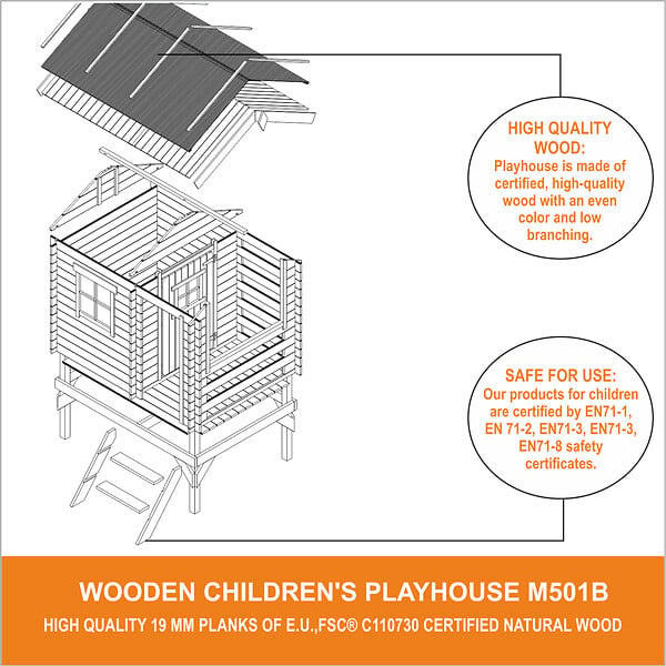 TIMBELA - Timbela M501B Maison en bois pour enfants 182x146xH205cm / 1.1m2 - large