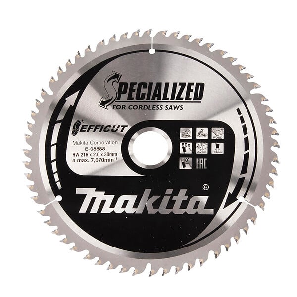 MAKITA - Lame de scie circulaire MAKITA E-11178 , T.C.T Efficut, 190 x 20 mm, 25 dents, pour bois - large