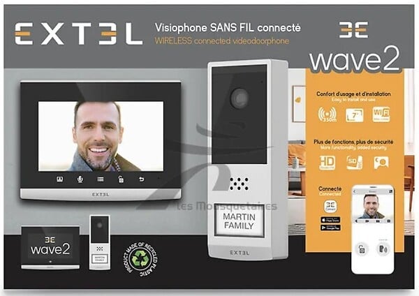 EXTEL - Visiophone connecté sans fil - EXTEL Wave 2 - 350 m - Noir - large