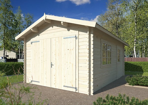 WHITE WOOD - Garage en bois Prague 28 mm  - L.386xH.268xP.544cm - large